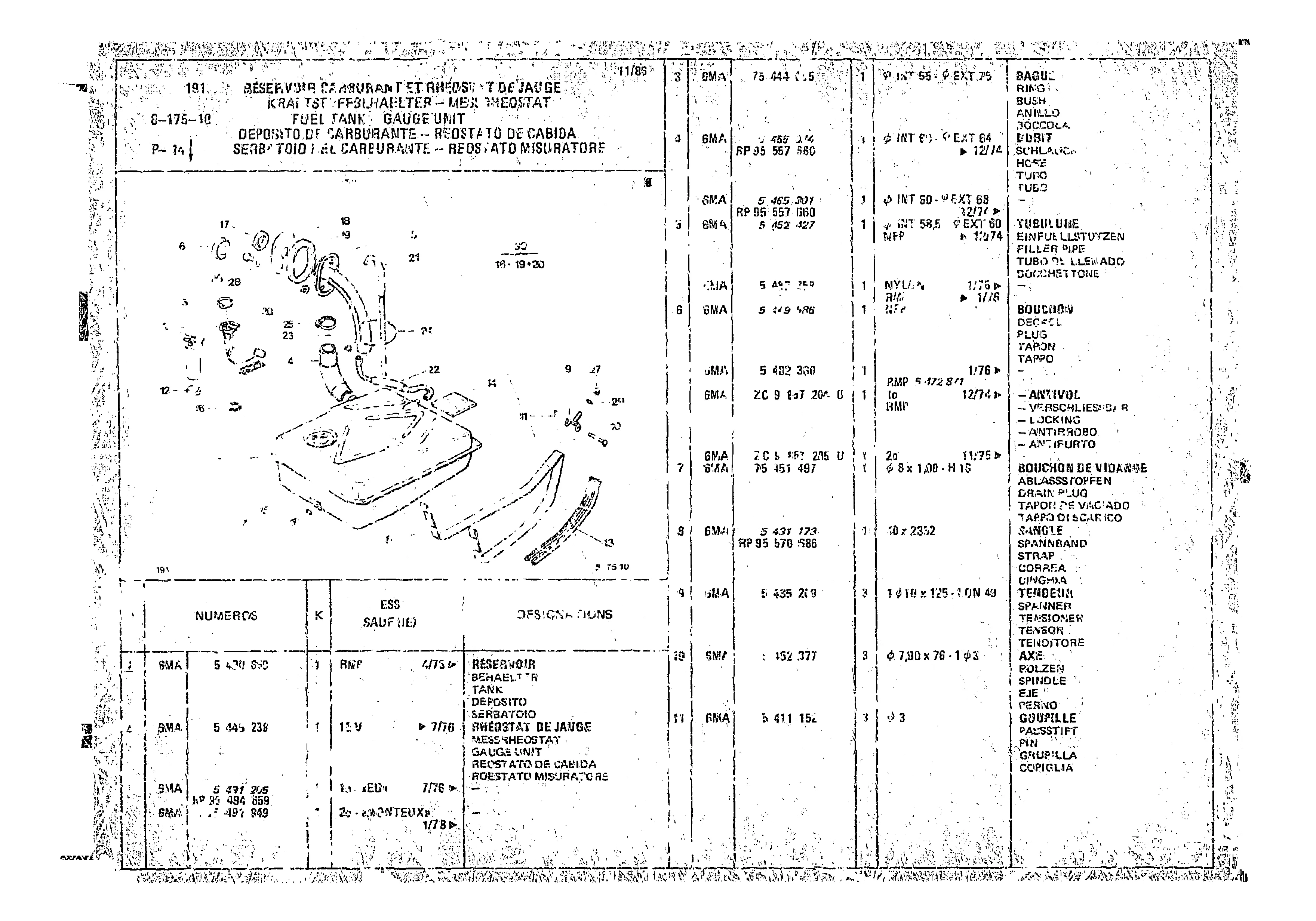 Fuel Tank Gauge Unit, page 586 of 966 — CX Parts Catalogue — 1974–1979