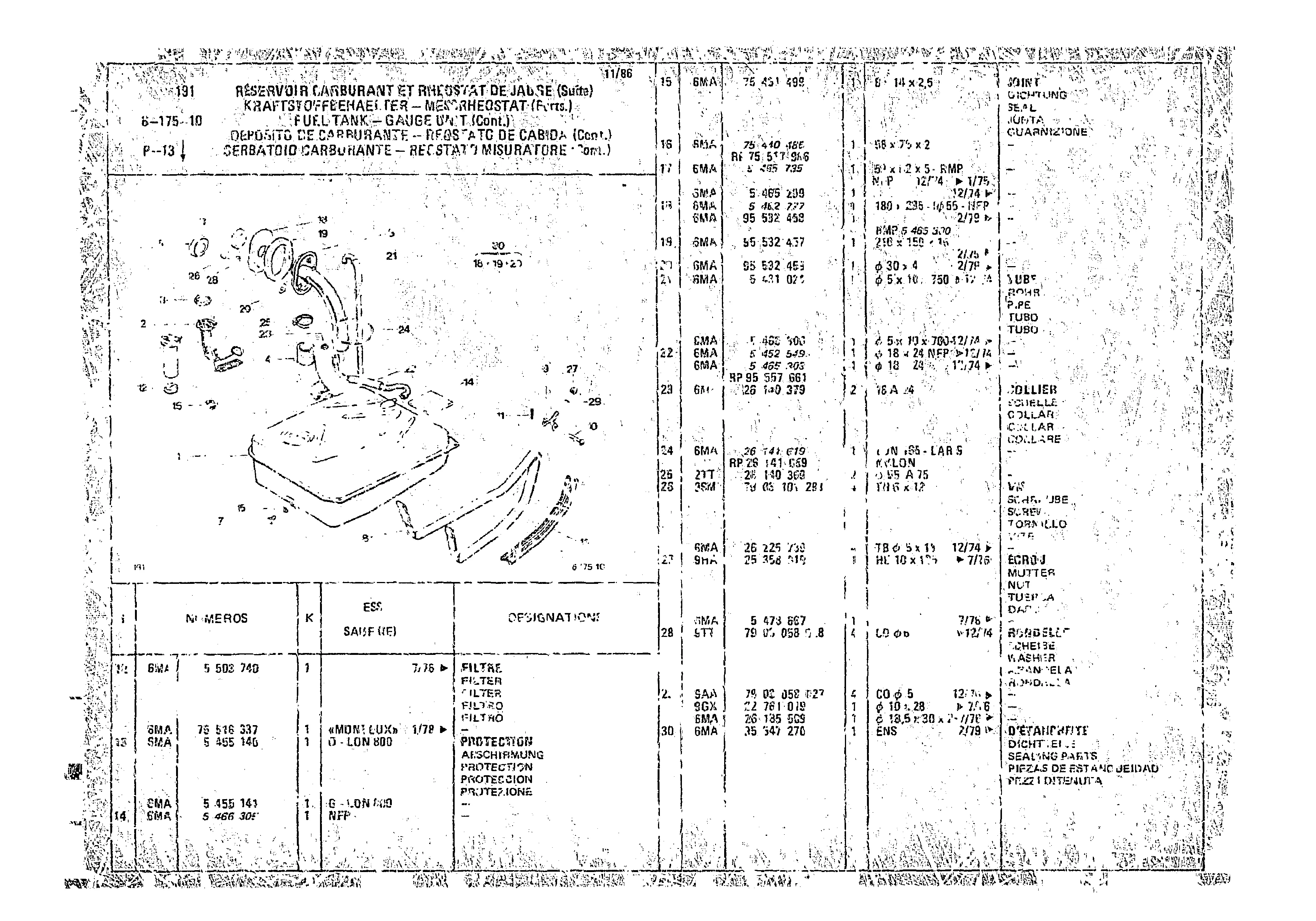 Fuel Tank Gauge Unit, page 587 of 966 — CX Parts Catalogue — 1974–1979