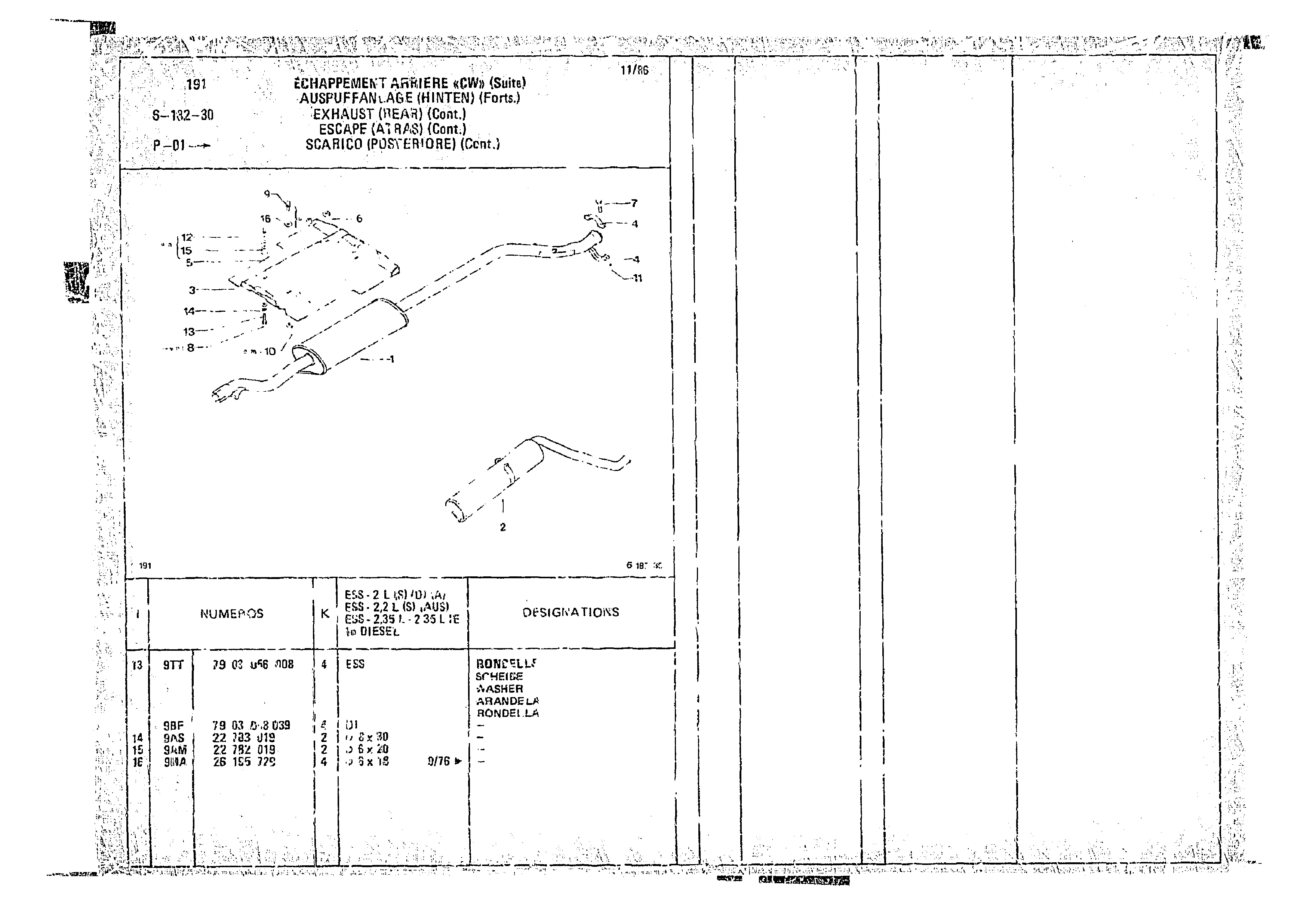 Exhaust (Rear), page 599 of 966 — CX Parts Catalogue — 1974–1979
