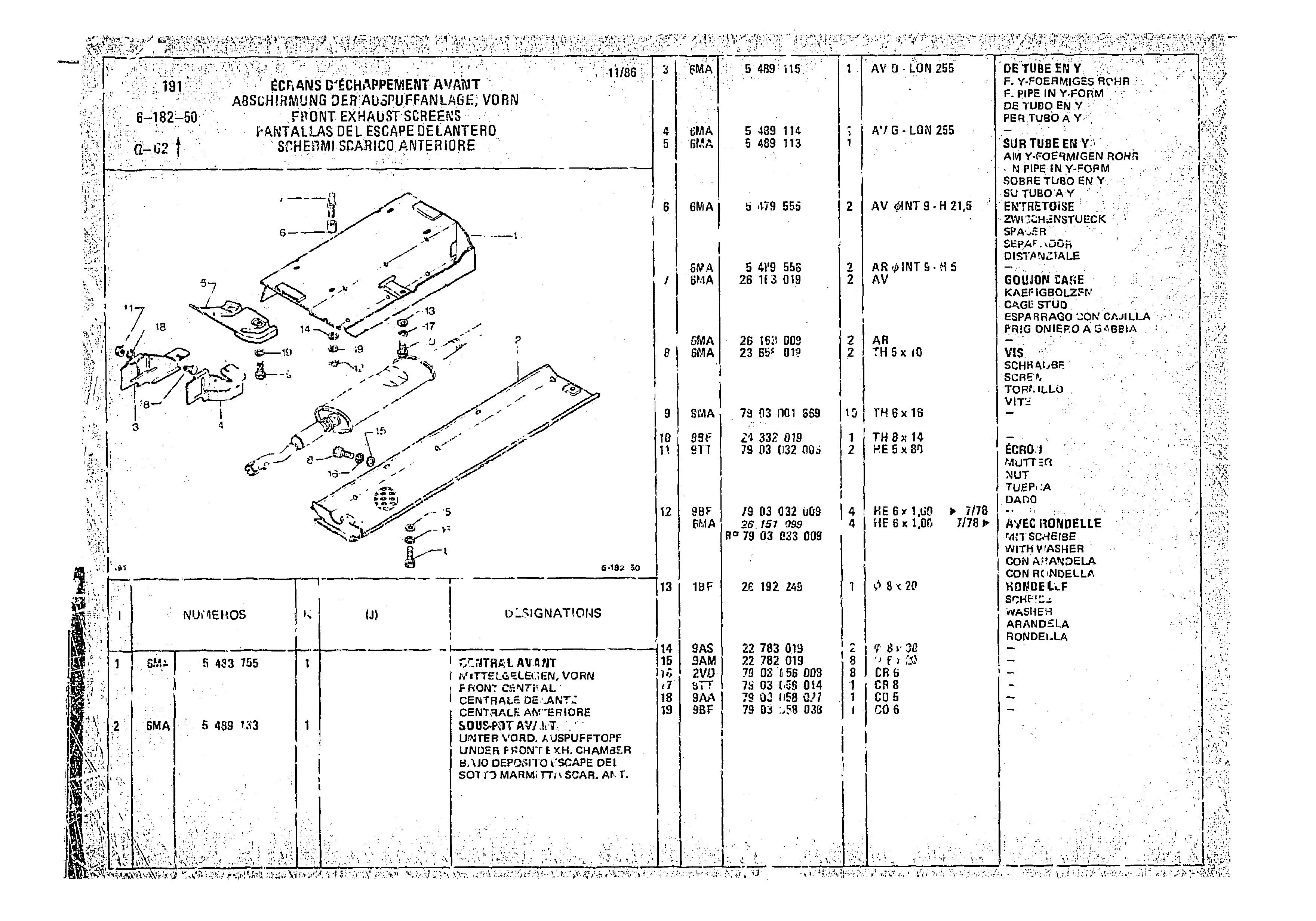 Front Exhaust Screens, page 601 of 966 — CX Parts Catalogue — 1974–1979