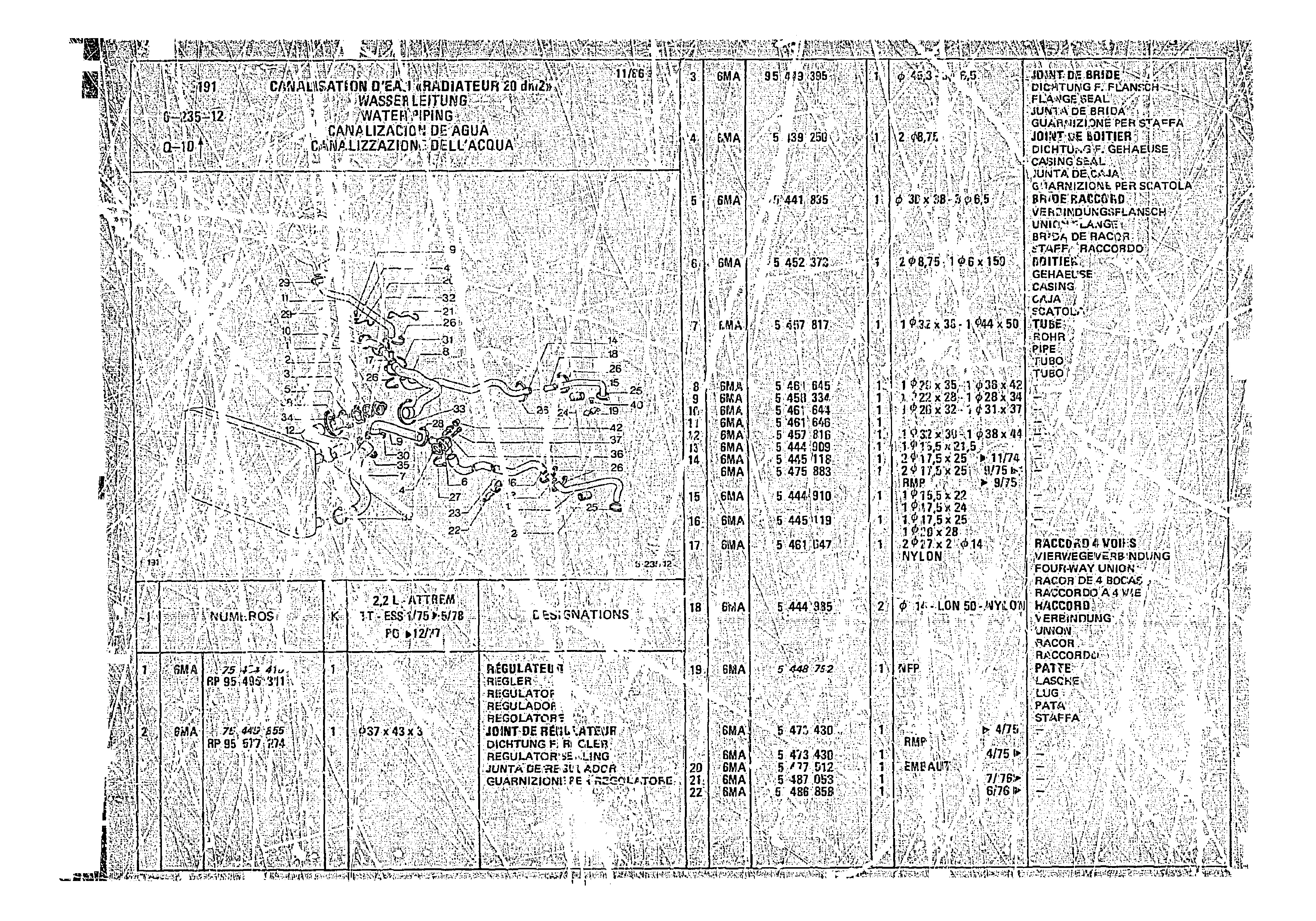 Water Piping, page 609 of 966 — CX Parts Catalogue — 1974–1979