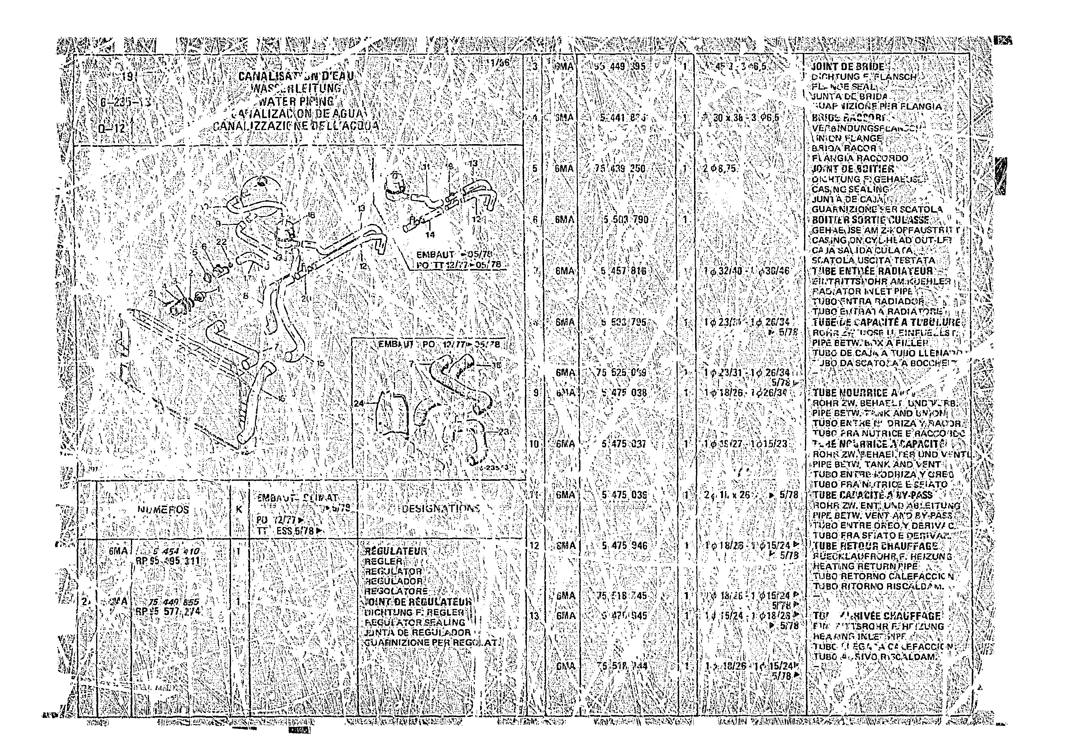 Water Piping, page 611 of 966 — CX Parts Catalogue — 1974–1979