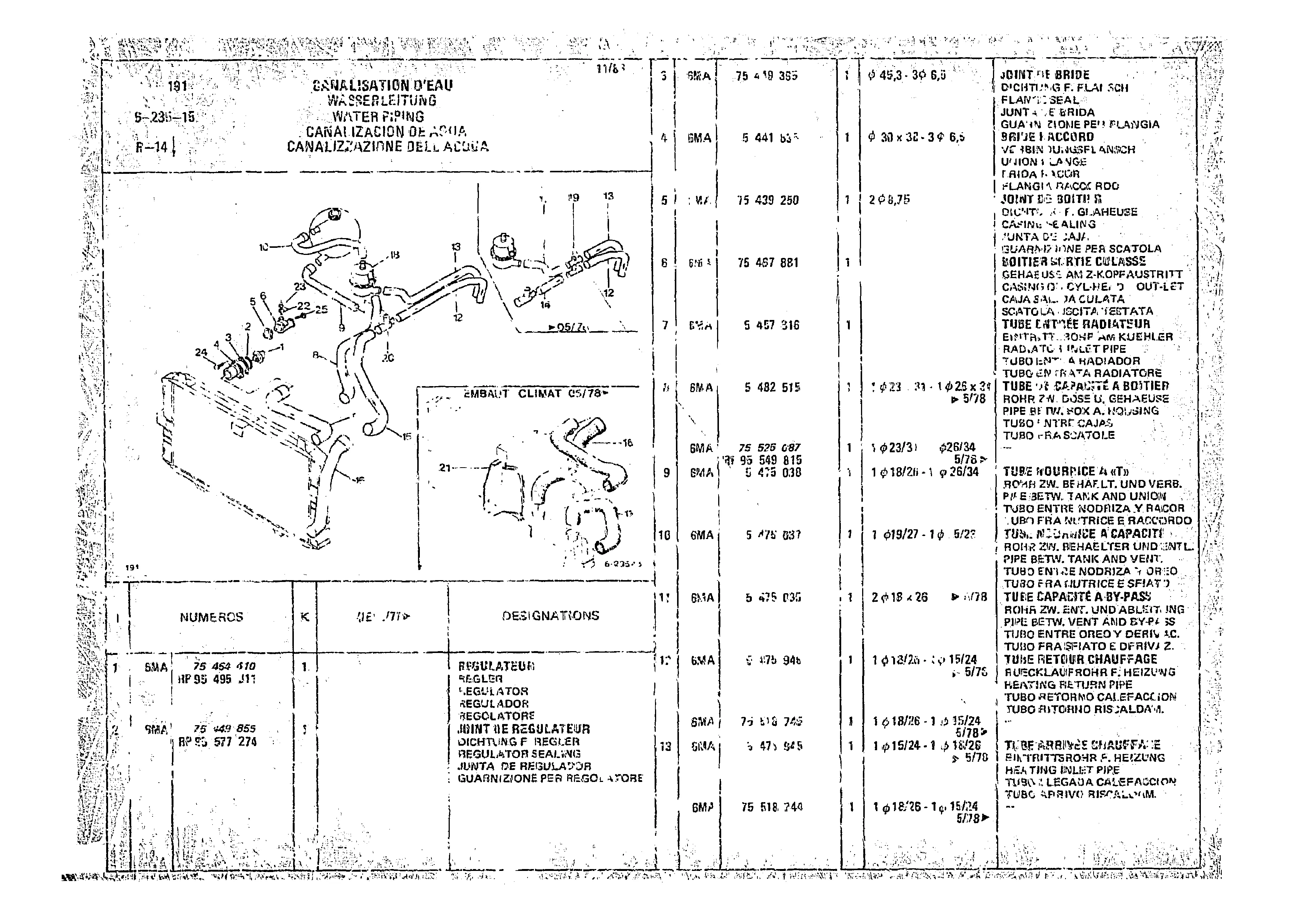 Water Piping, page 616 of 966 — CX Parts Catalogue — 1974–1979