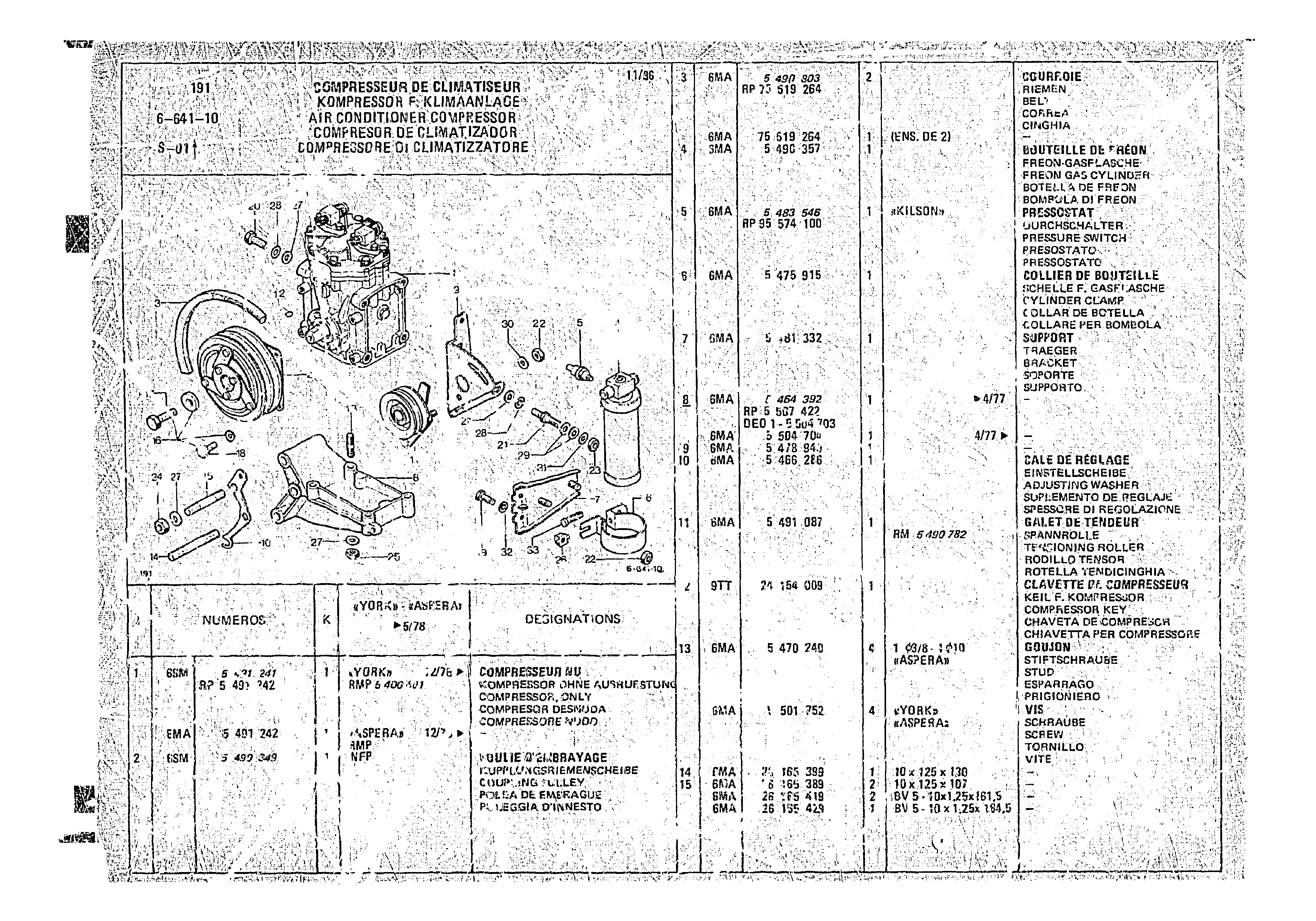 Air Conditioner Compressor, page 630 of 966 — CX Parts Catalogue — 1974–1979