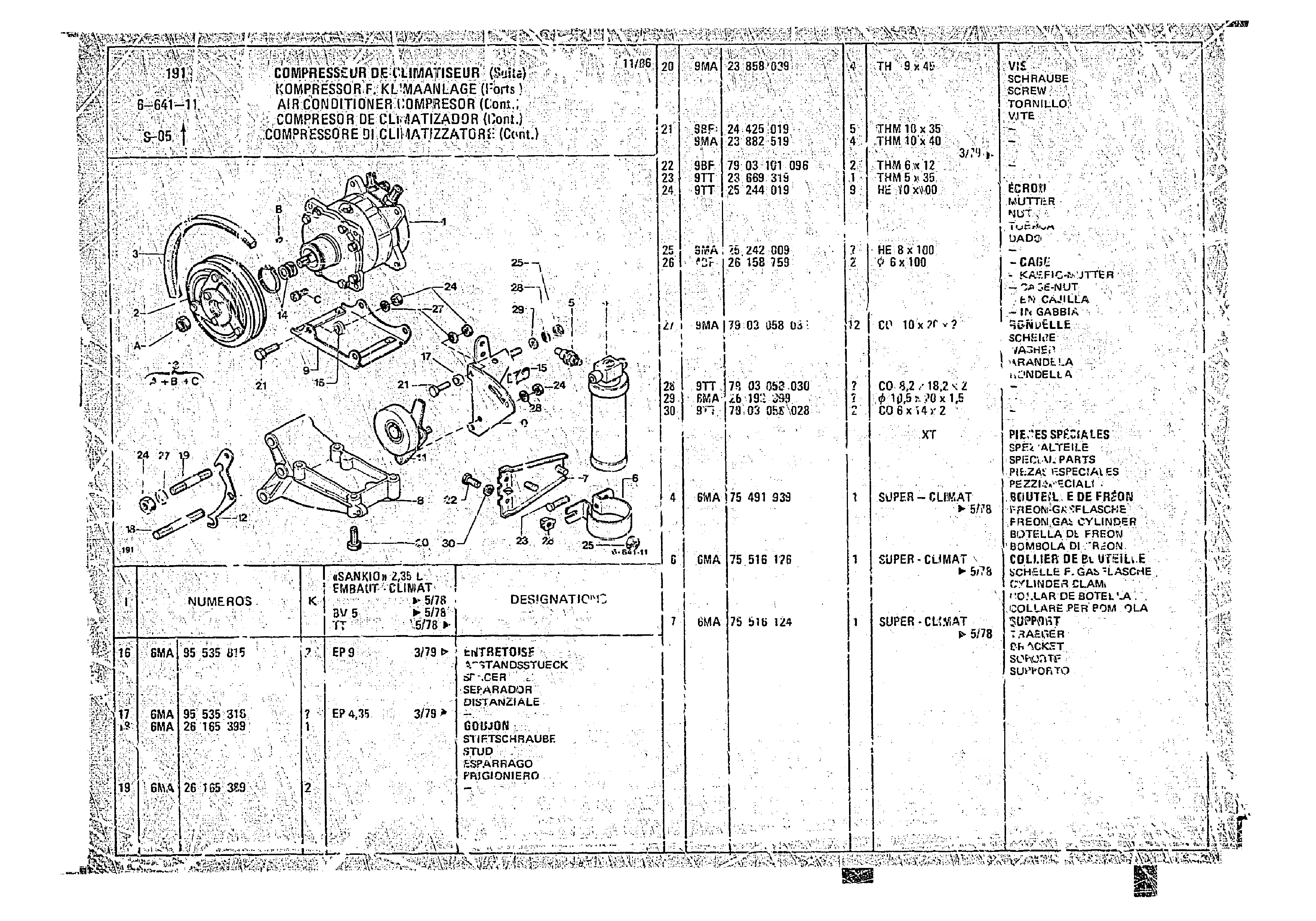 Air Conditioner Compressor, page 634 of 966 — CX Parts Catalogue — 1974–1979