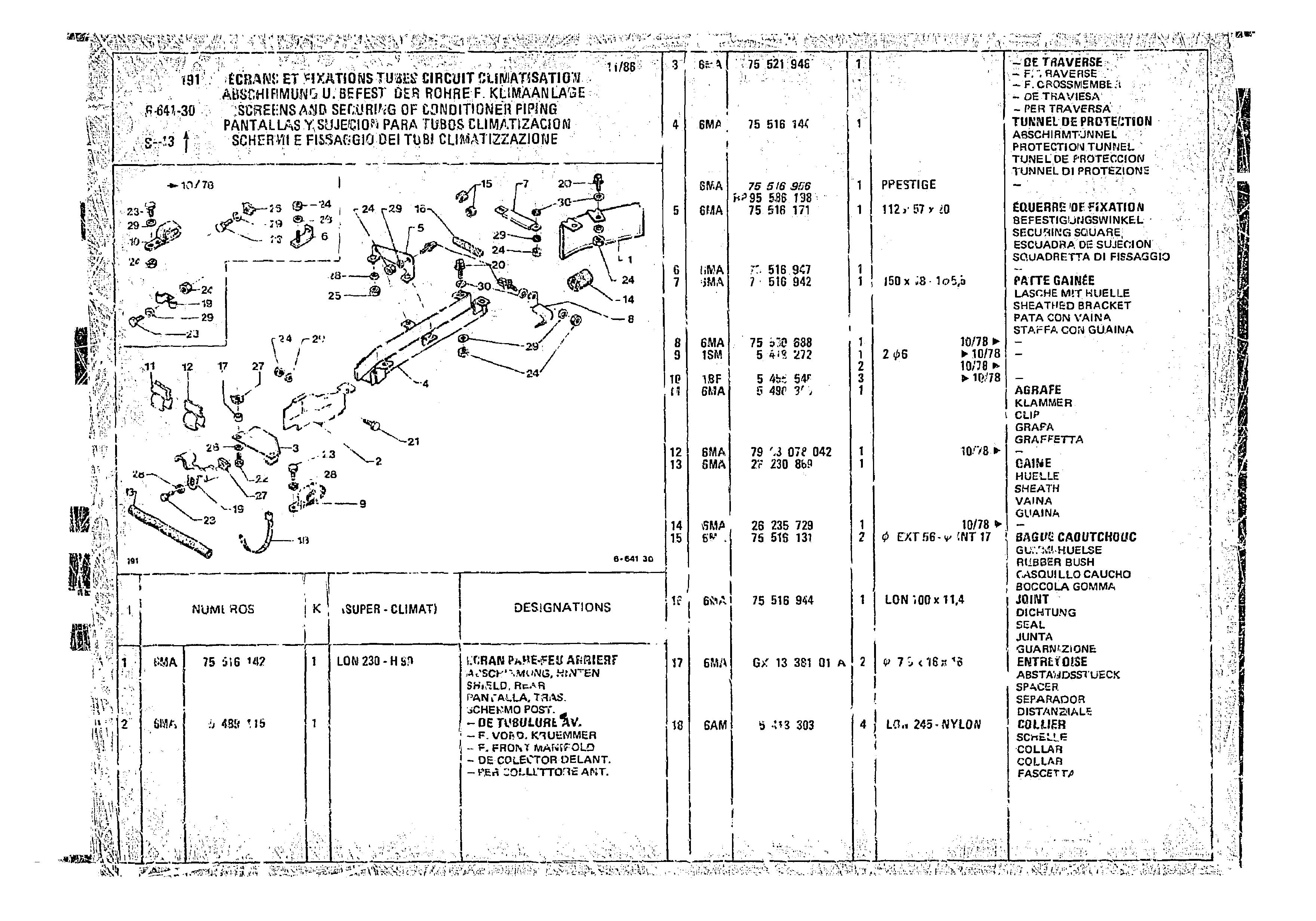 Screens And Securing Of Conditioner Piping, page 642 of 966 — CX Parts Catalogue — 1974–1979