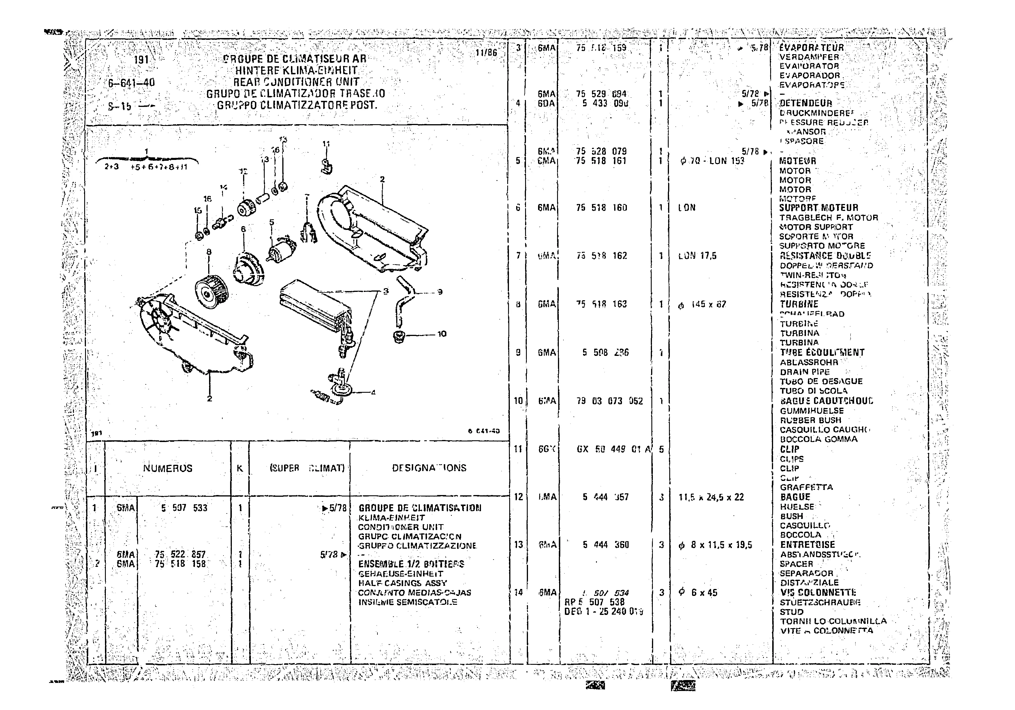Rear Conditioner Unit, page 644 of 966 — CX Parts Catalogue — 1974–1979