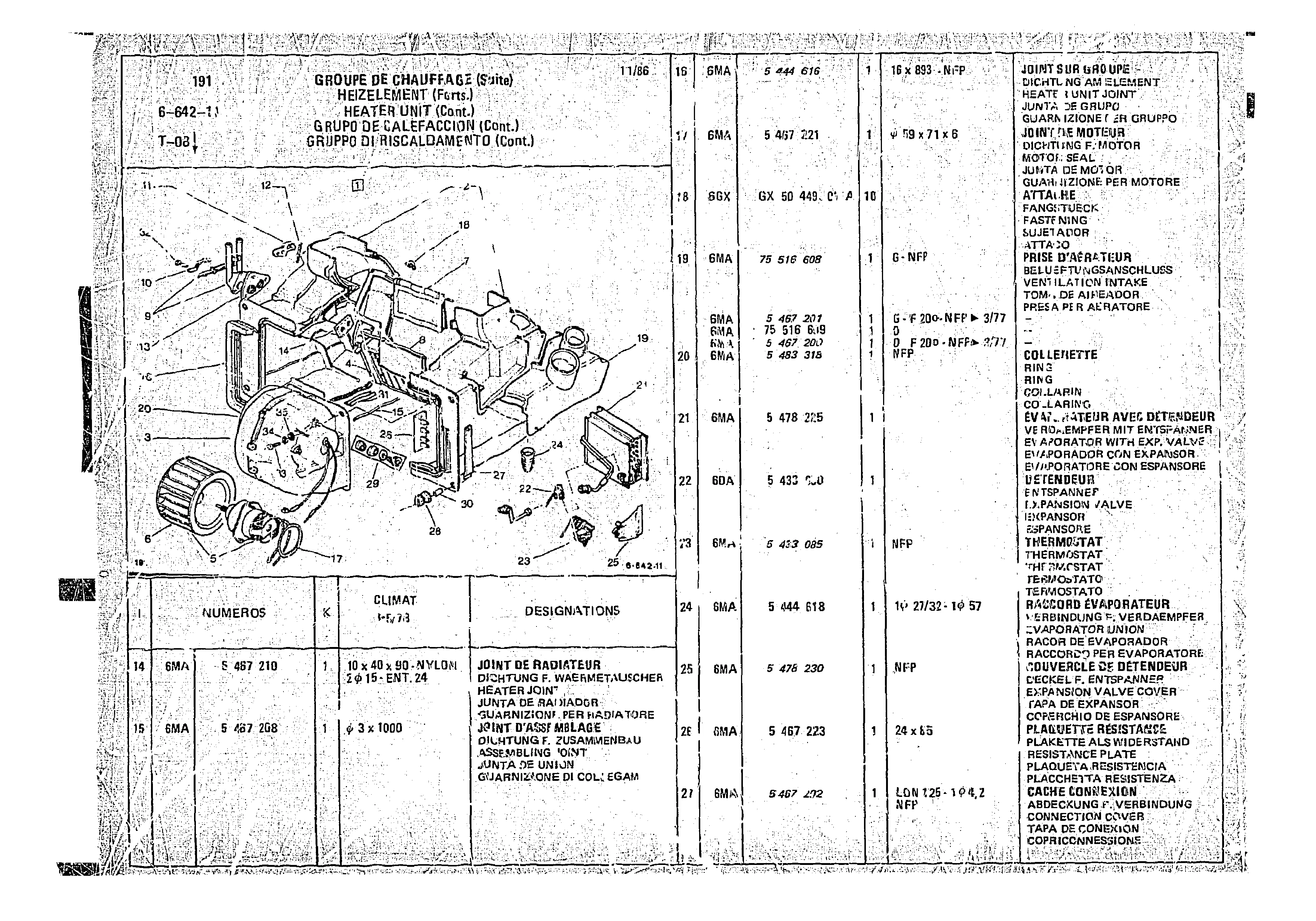 Heater Unit, page 652 of 966 — CX Parts Catalogue — 1974–1979