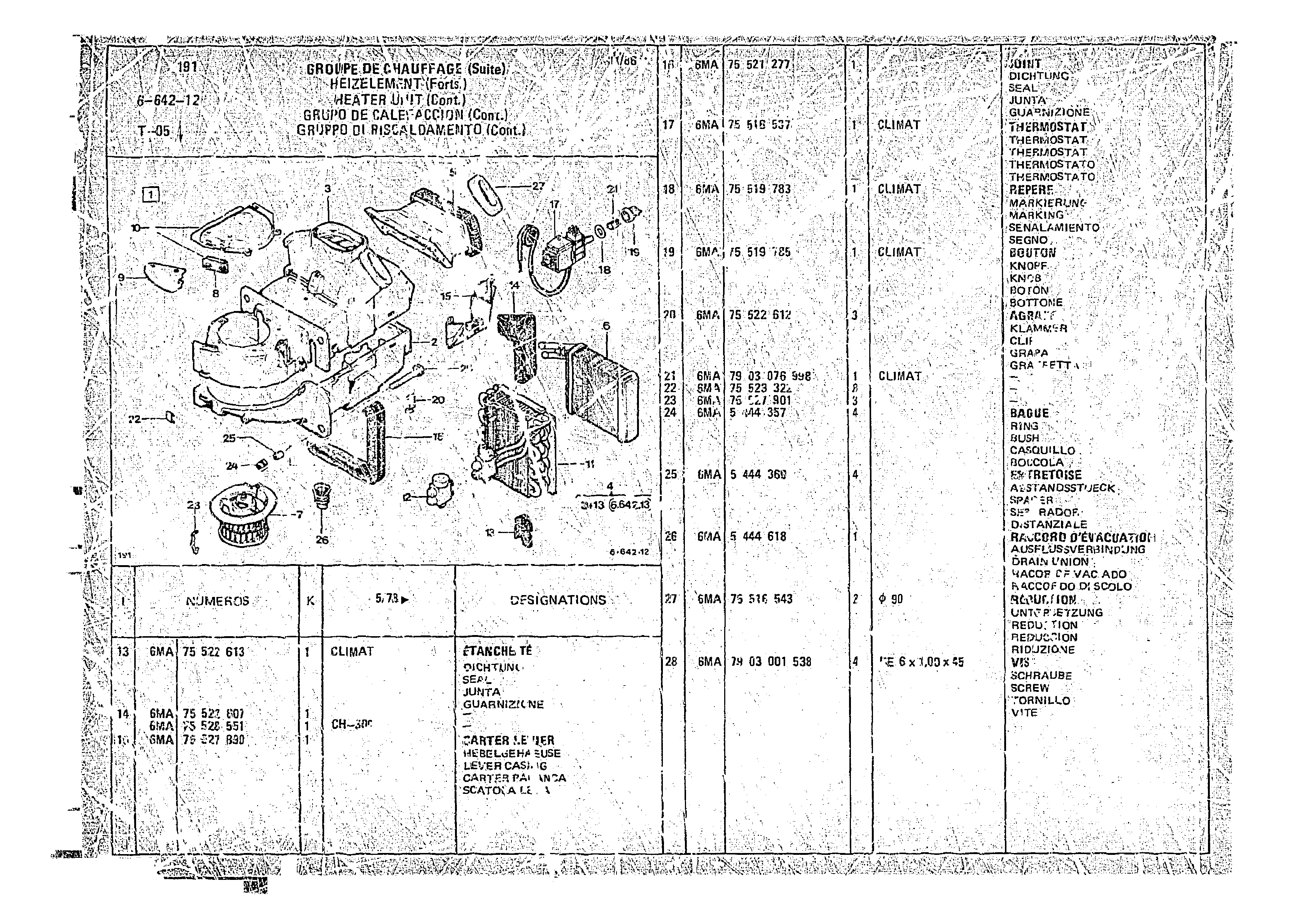 Heater Unit, page 655 of 966 — CX Parts Catalogue — 1974–1979
