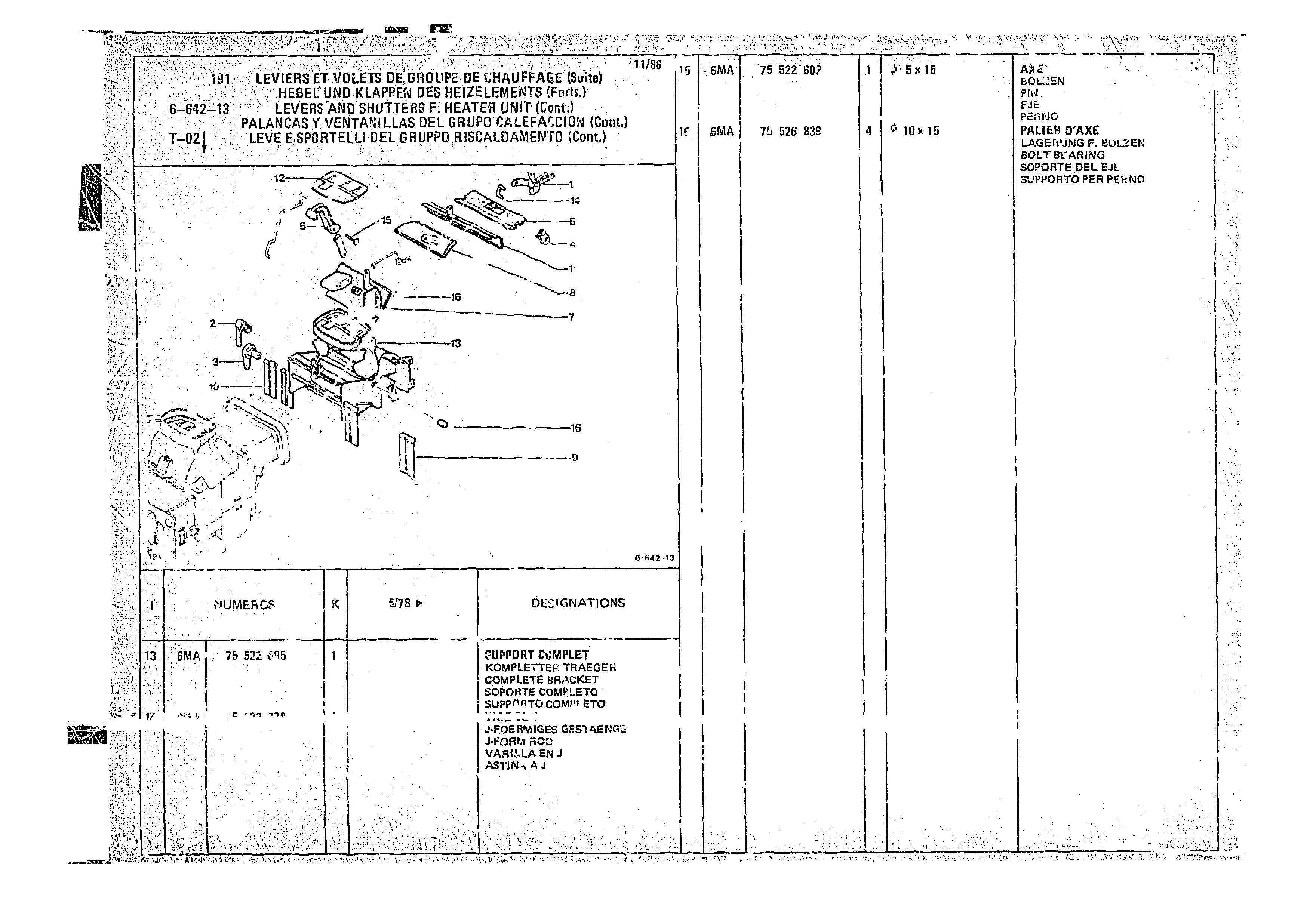 Levers And Shutters F. Heater Unit, page 658 of 966 — CX Parts Catalogue — 1974–1979
