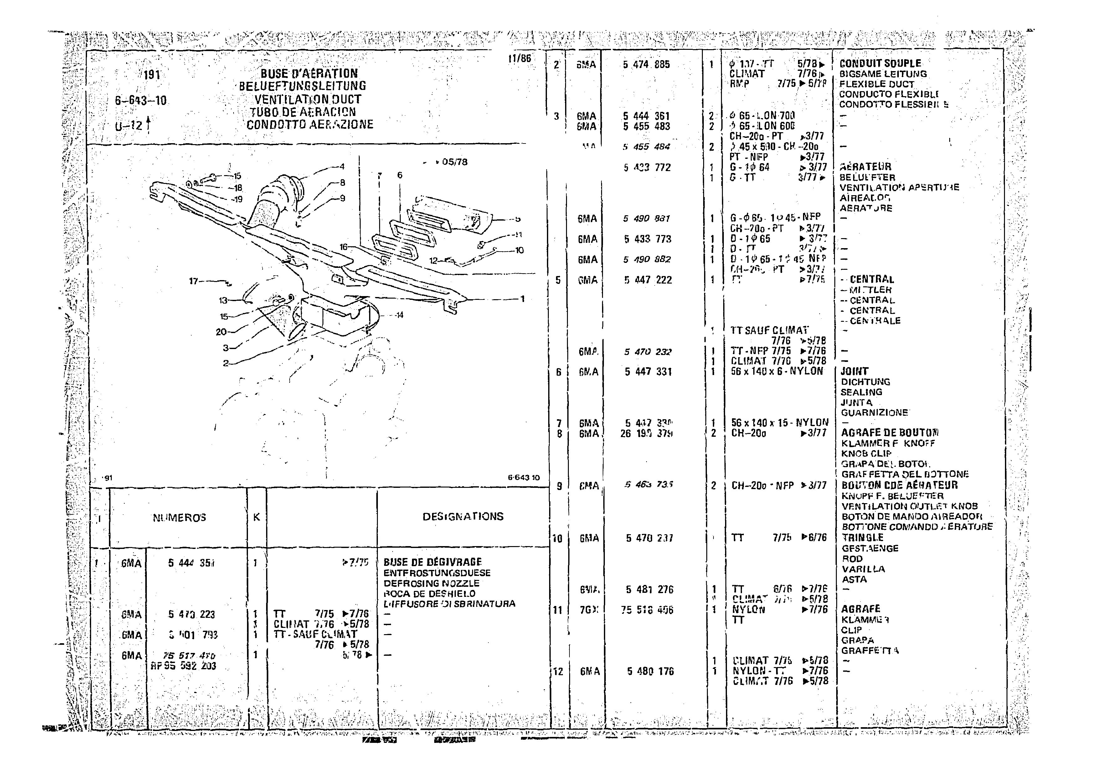 Heating Ducts, page 671 of 966 — CX Parts Catalogue — 1974–1979