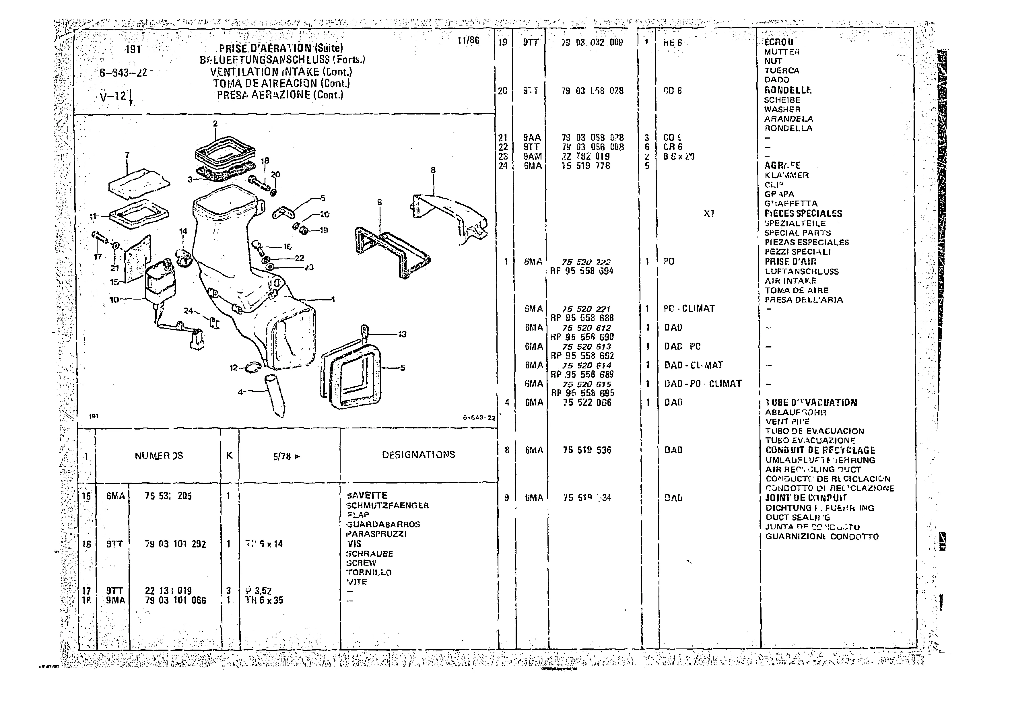 Ventilation Intake, page 678 of 966 — CX Parts Catalogue — 1974–1979
