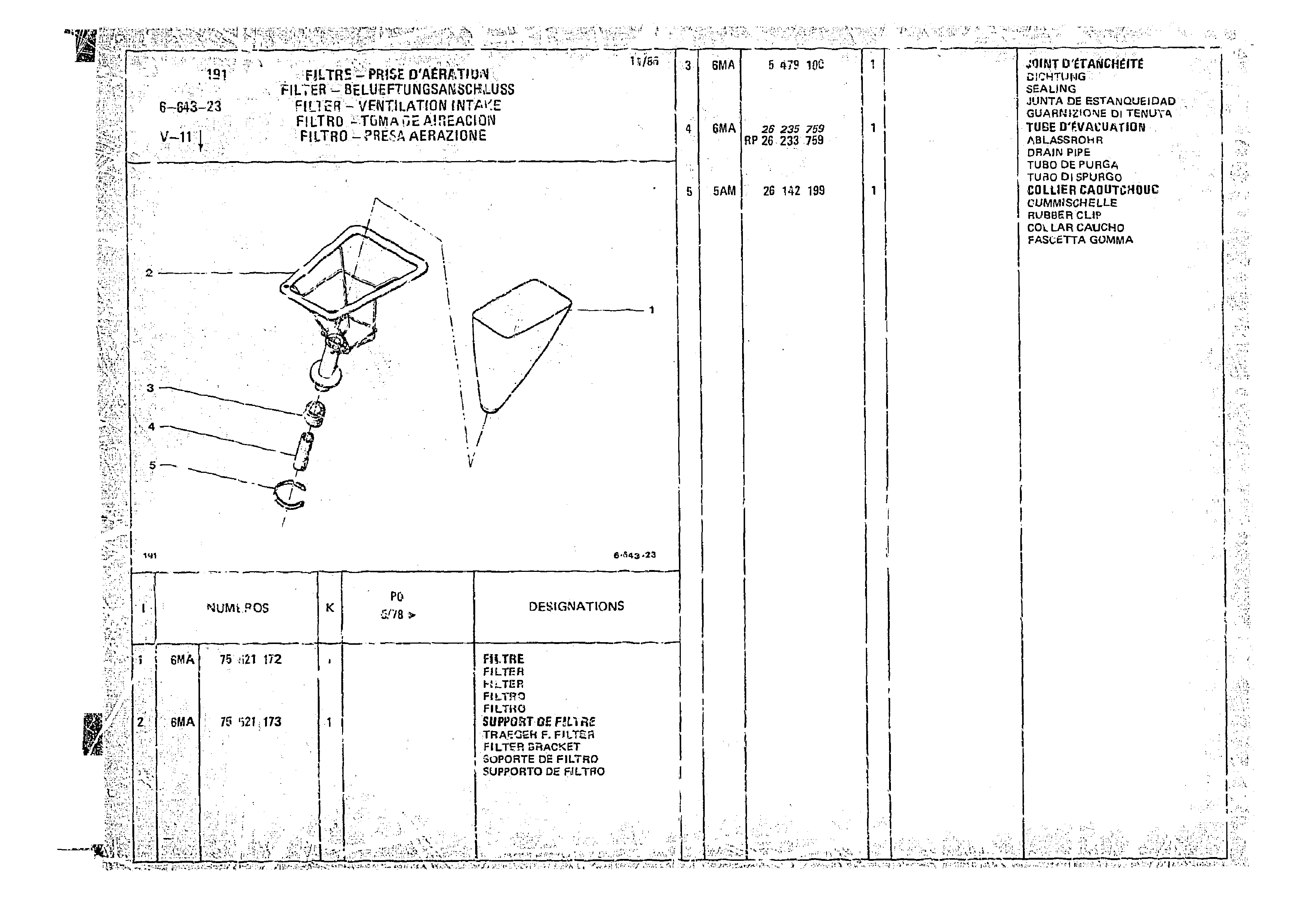 Filter - Ventilation Intake, page 679 of 966 — CX Parts Catalogue — 1974–1979