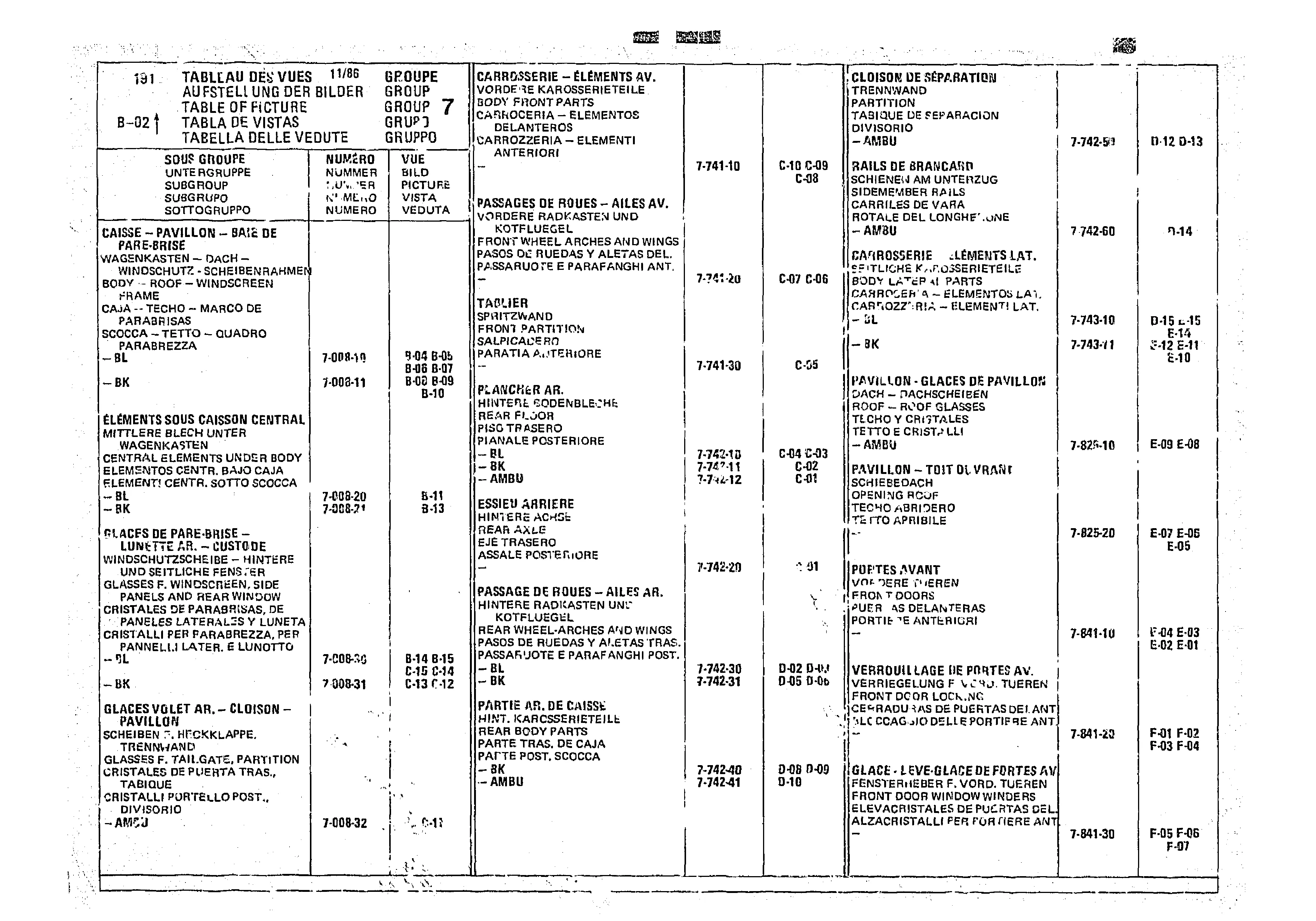 Table Of Picture, page 700 of 966 — CX Parts Catalogue — 1974–1979