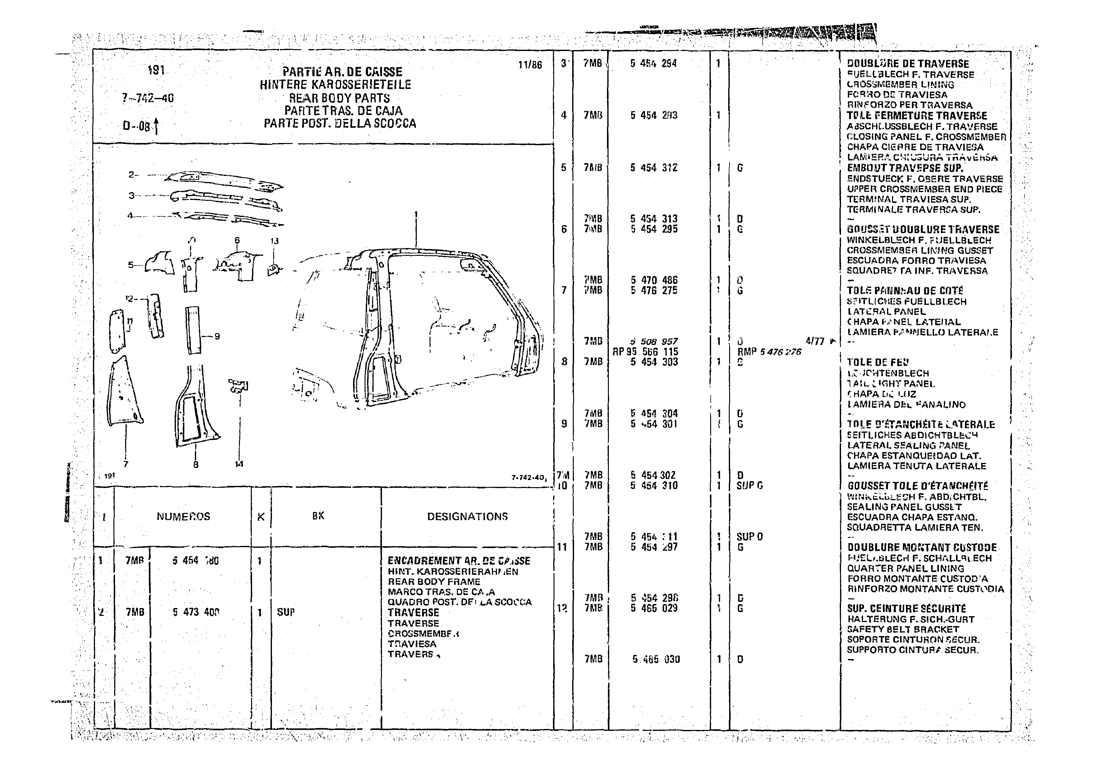 Rear Body Parts, page 736 of 966 — CX Parts Catalogue — 1974–1979