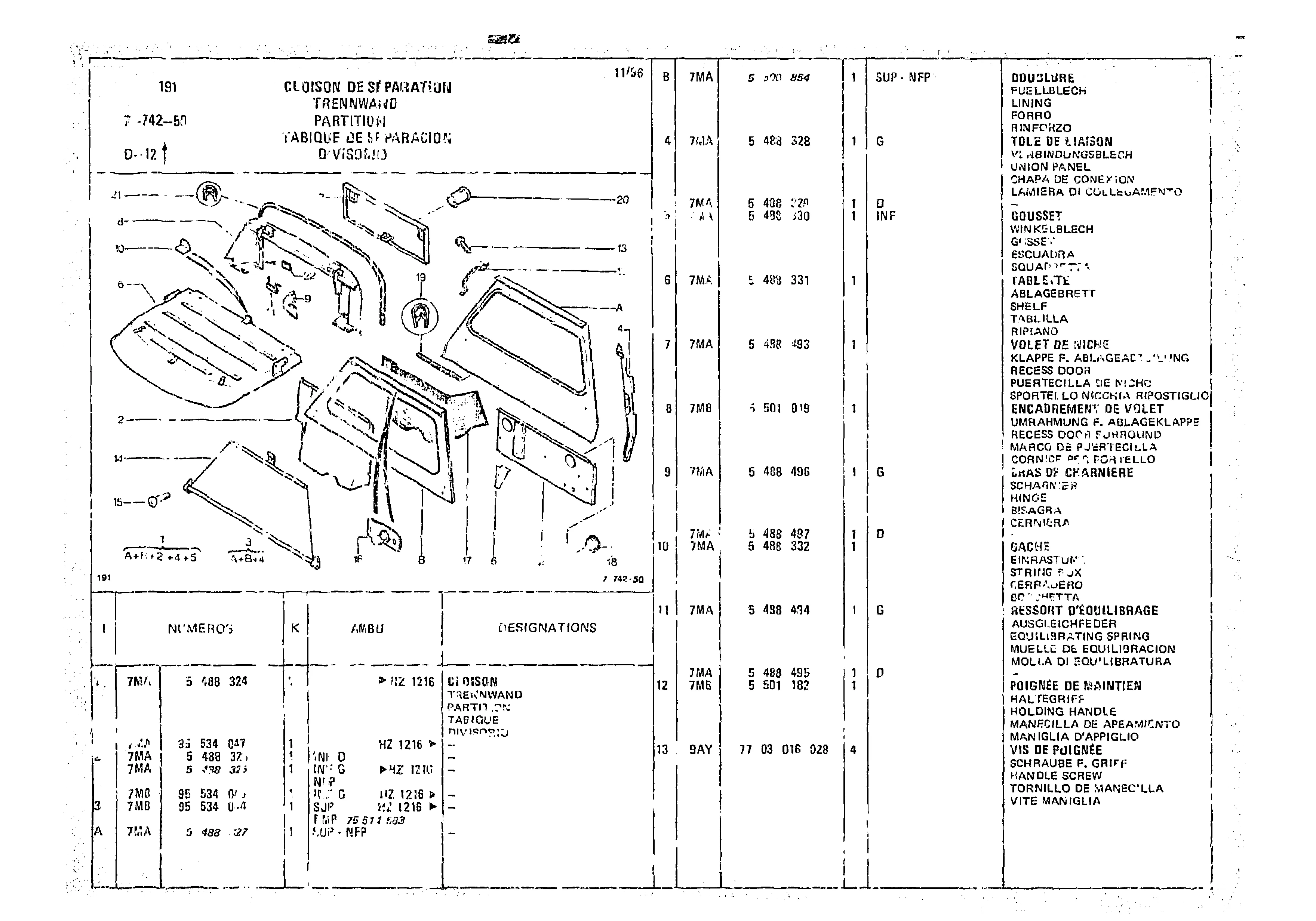 Partitions, page 740 of 966 — CX Parts Catalogue — 1974–1979