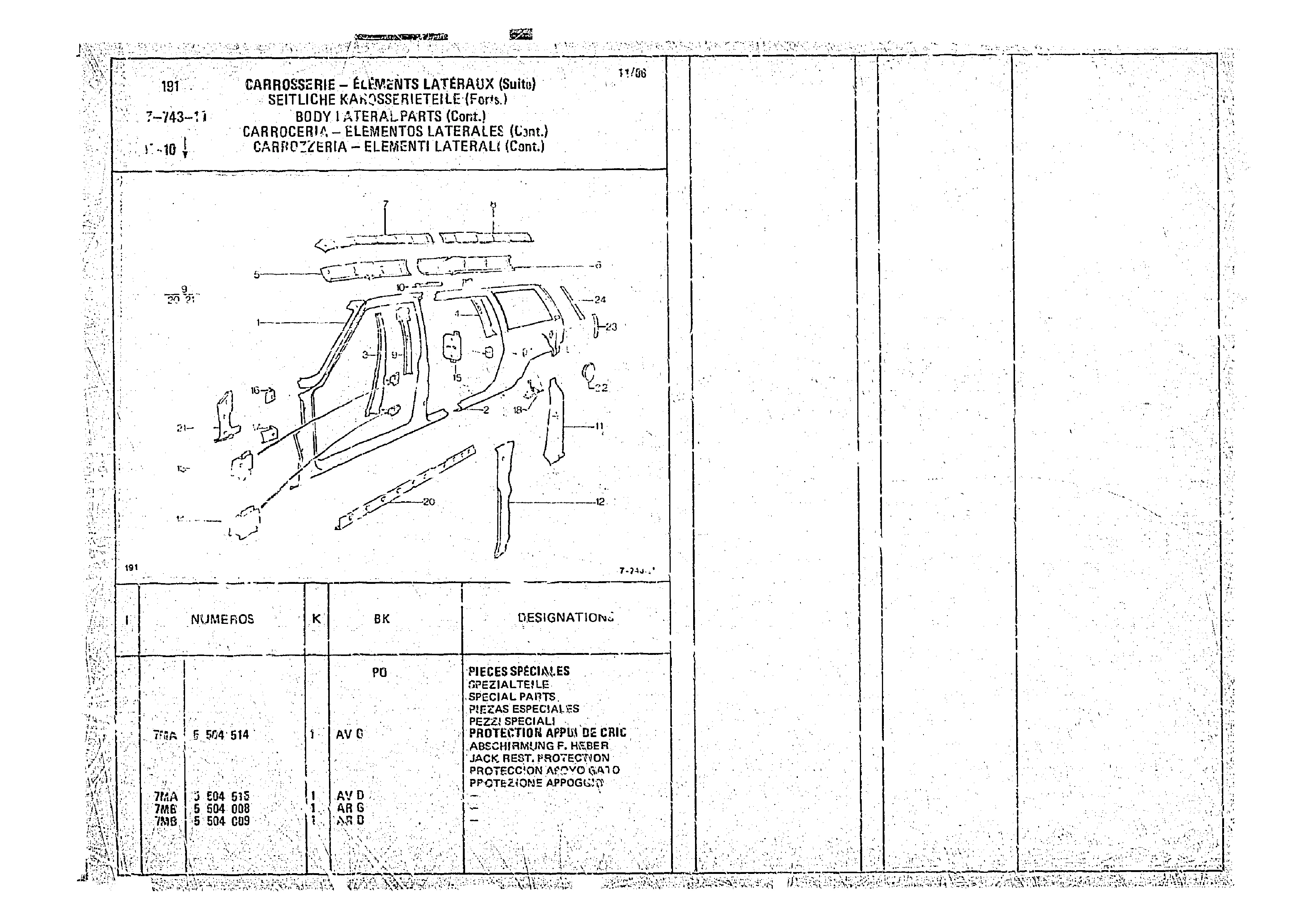 Body Lateral Parts, page 749 of 966 — CX Parts Catalogue — 1974–1979