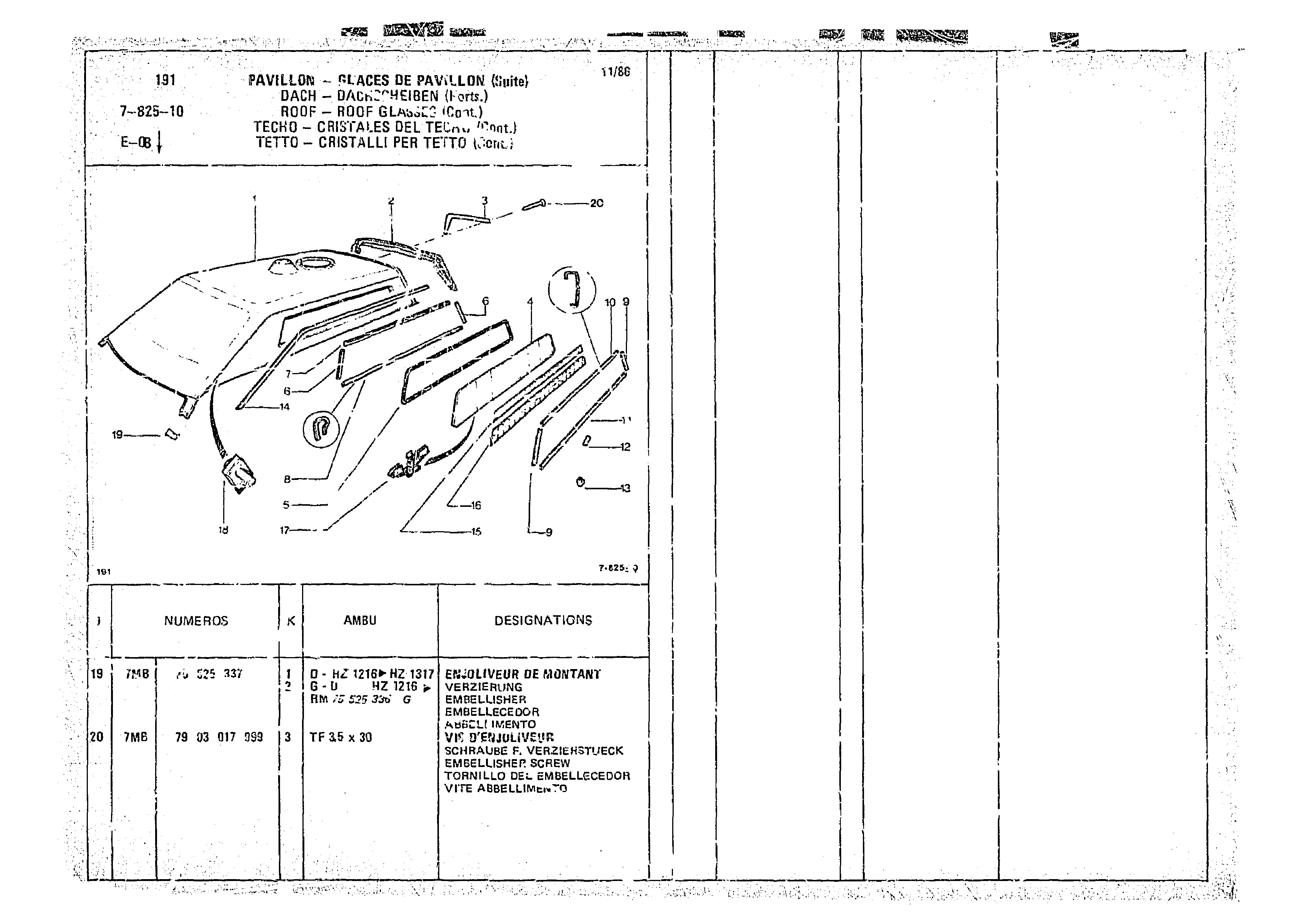 Roof - Roof Glasses, page 751 of 966 — CX Parts Catalogue — 1974–1979