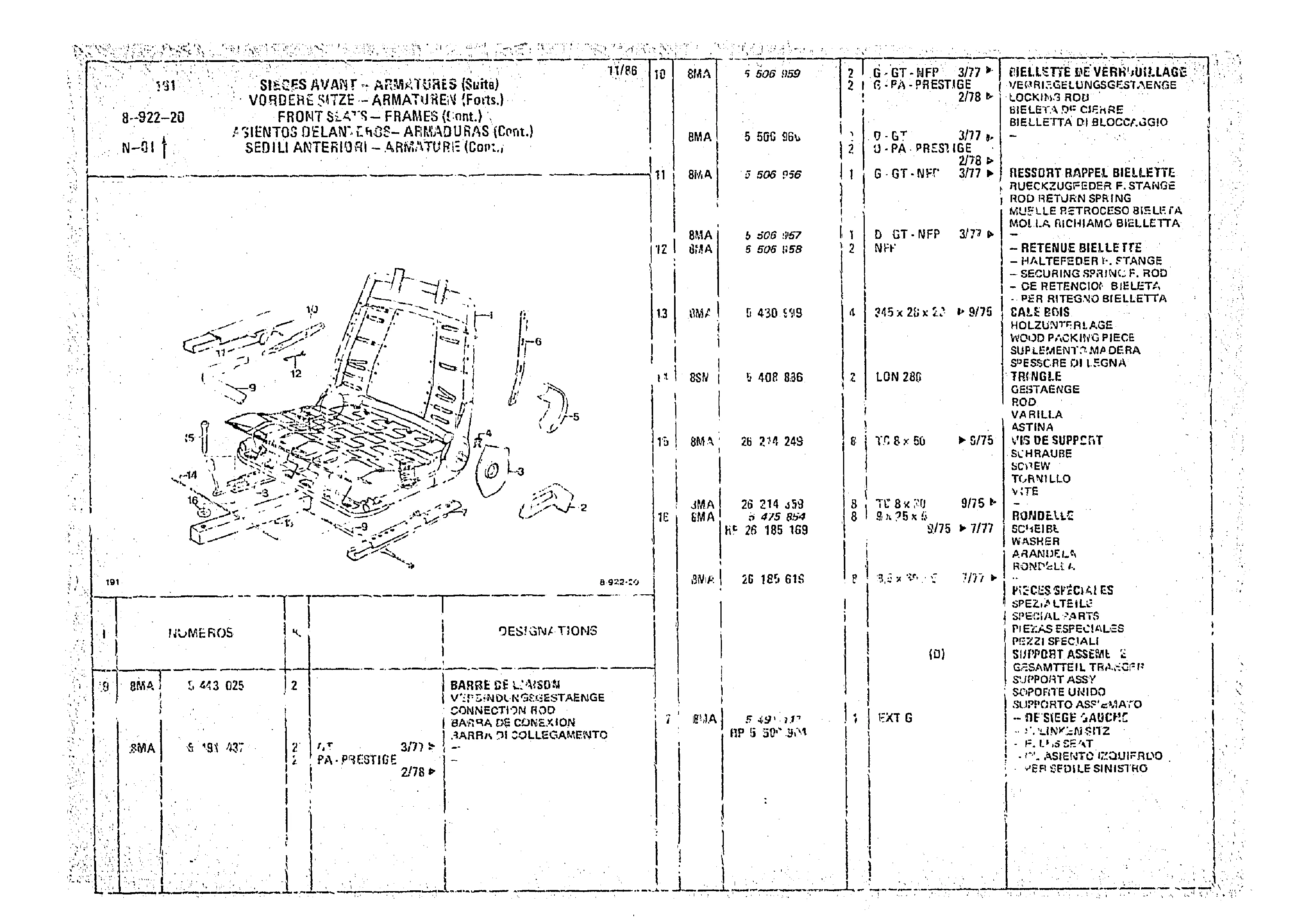 Front Slats - Frames, page 837 of 966 — CX Parts Catalogue — 1974–1979