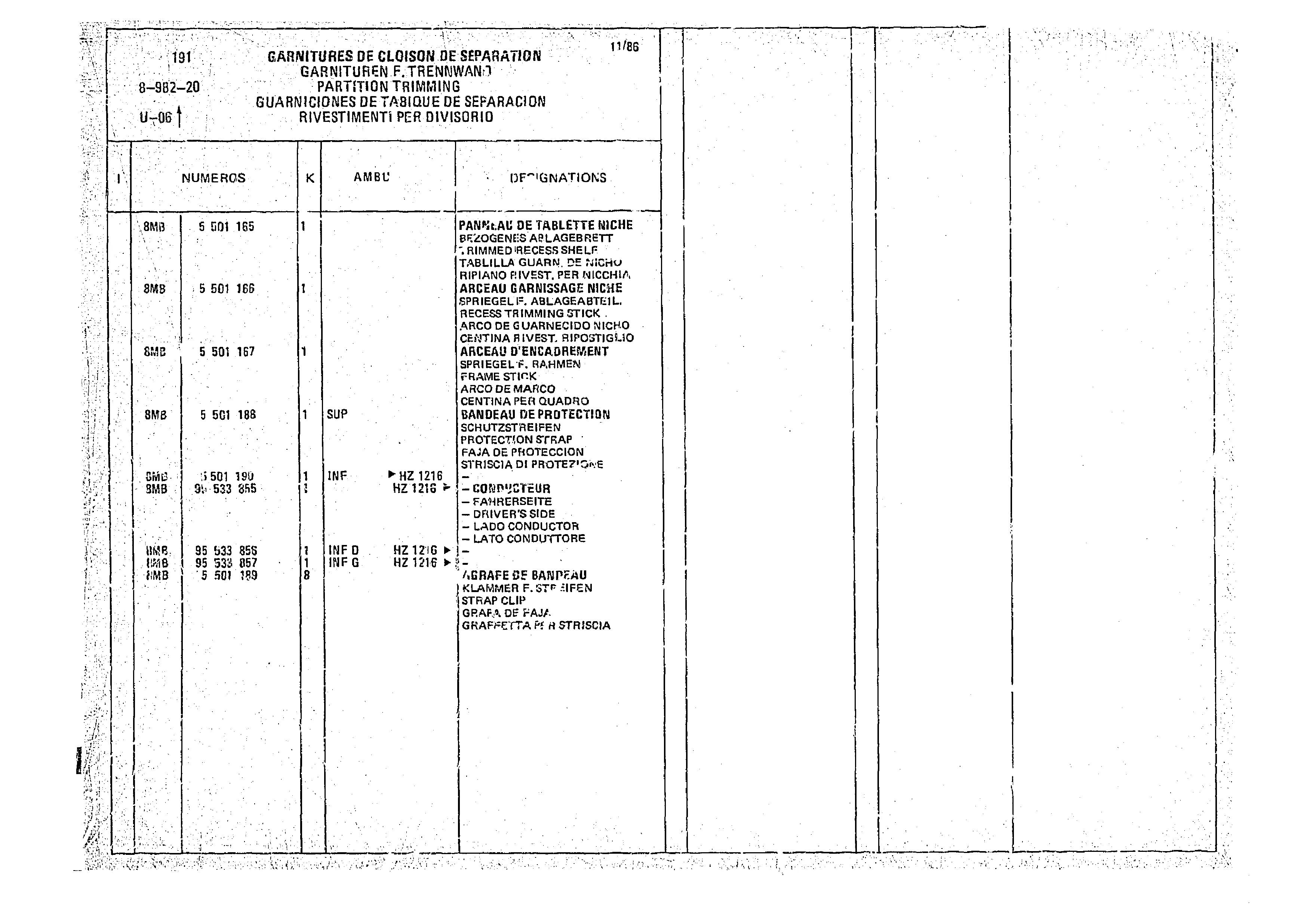 Partition Trimming, page 947 of 966 — CX Parts Catalogue — 1974–1979