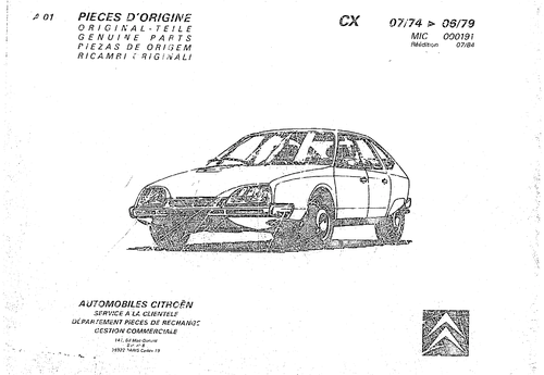 CX 74-79, page 1 — CX Parts Catalogue — 1974–1979