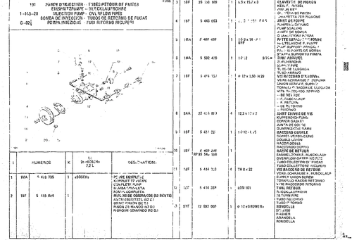 Injection Pump-Overflow Pipes, page 89 — CX Parts Catalogue — 1974–1979