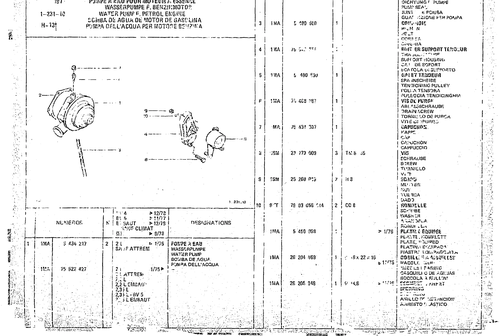 Water Pump Petrol Engine, page 103 — CX Parts Catalogue — 1974–1979
