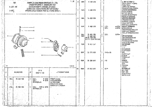 Water Pump Diesel Engine, page 114 — CX Parts Catalogue — 1974–1979
