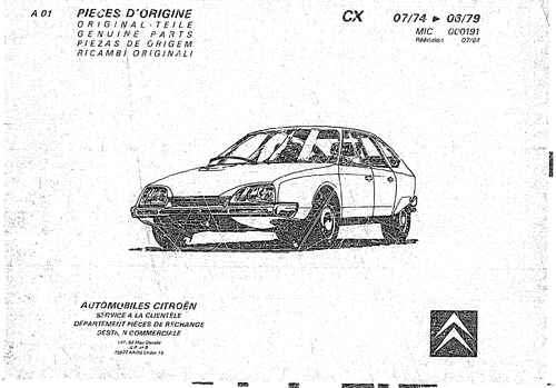 CX 74-79, page 225 — CX Parts Catalogue — 1974–1979