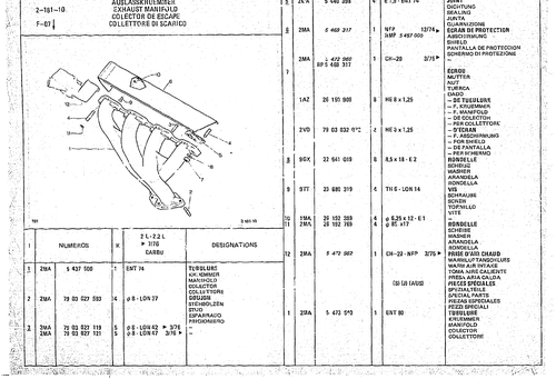 Exhaust Manifold, page 293 — CX Parts Catalogue — 1974–1979