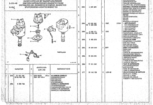 Ignition Distributor With Magnetic Firing, page 324 — CX Parts Catalogue — 1974–1979