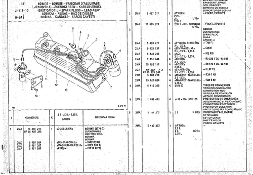 Ignition Coil - Spark Plugs - Lead Assy, page 326 — CX Parts Catalogue — 1974–1979