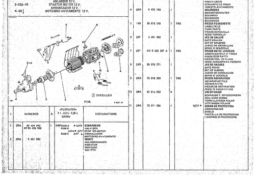 Starter Motor 12V, page 354 — CX Parts Catalogue — 1974–1979