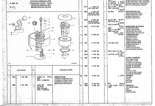 Hydraulic Fluid Tank, page 378 — CX Parts Catalogue — 1974–1979