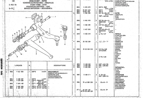 Front Arm - Stop, page 406 — CX Parts Catalogue — 1974–1979
