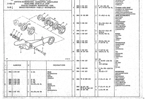 Rear Arms - Stub Axle - Stop, page 414 — CX Parts Catalogue — 1974–1979