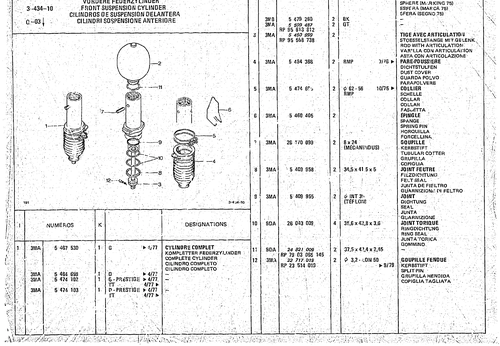 Front Suspension Cylinder, page 416 — CX Parts Catalogue — 1974–1979