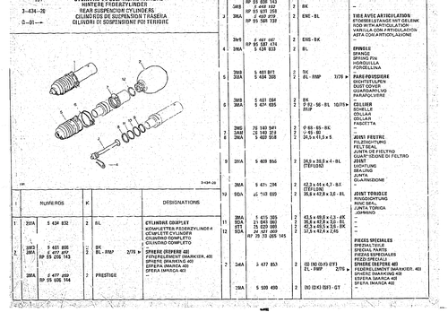 Rear Suspension Cylinders, page 418 — CX Parts Catalogue — 1974–1979
