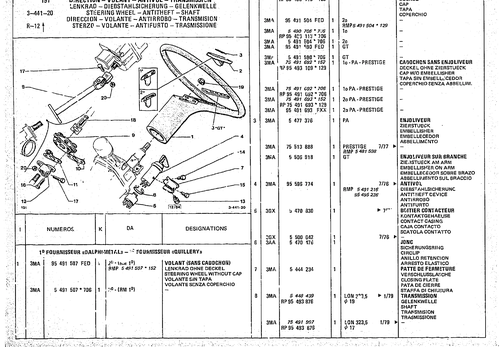 Steering Wheel - Antitheft - Shaft, page 430 — CX Parts Catalogue — 1974–1979