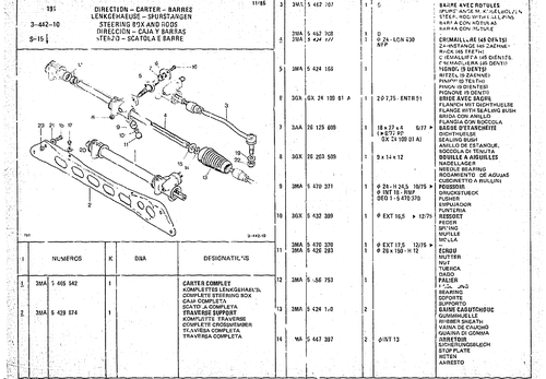 Steering Box And Rods, page 434 — CX Parts Catalogue — 1974–1979