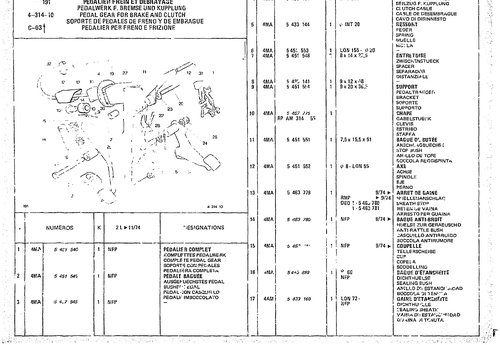 Pedal Gear For Brake And Clutch, page 461 — CX Parts Catalogue — 1974–1979