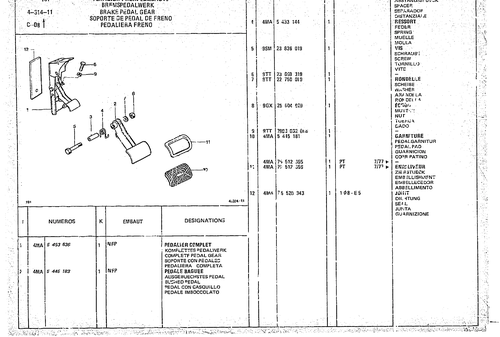 Brake Pedal Gear, page 466 — CX Parts Catalogue — 1974–1979