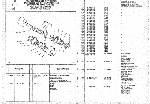 Differential Shaft Bearings, page 467 — CX Parts Catalogue — 1974–1979