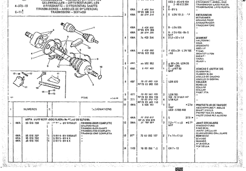 Driveshafts - Differentail Shafts, page 469 — CX Parts Catalogue — 1974–1979