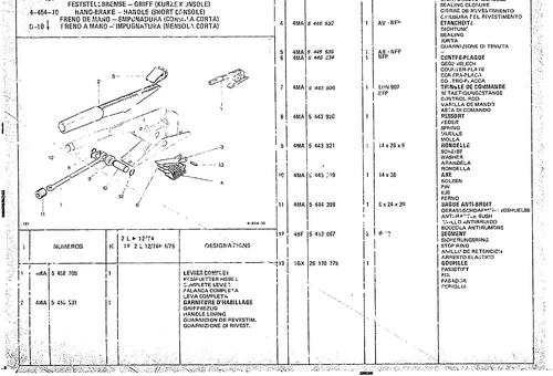 Hand Brake - Handle (Short Console), page 479 — CX Parts Catalogue — 1974–1979