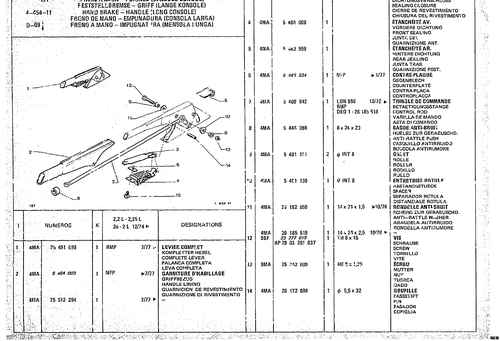 Hand Brake - Handle (Long Console), page 480 — CX Parts Catalogue — 1974–1979