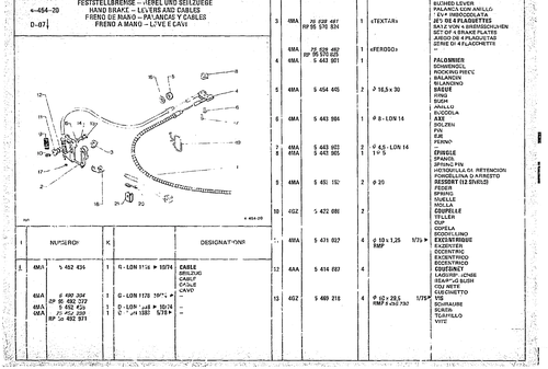 Hand Brake - Levers And Cables, page 482 — CX Parts Catalogue — 1974–1979