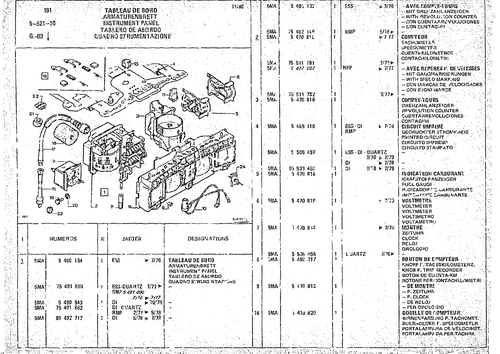 Instrument Panel, page 513 — CX Parts Catalogue — 1974–1979