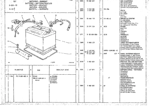 Battery - Bracket, page 527 — CX Parts Catalogue — 1974–1979