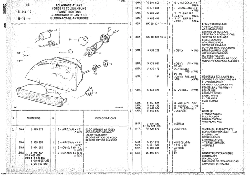 Front Lighting, page 530 — CX Parts Catalogue — 1974–1979